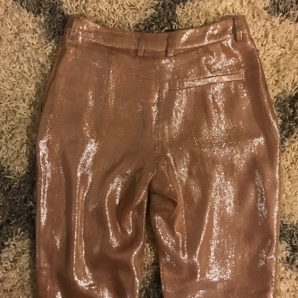 NWOT Size 2 Rose Gold Shimmer High Waste Ankle Cut - Picture 4 of 4